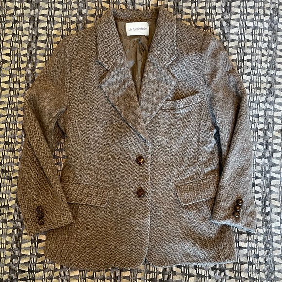 Vintage Herringbone Brown Blazer Wool - Picture 5 of 5